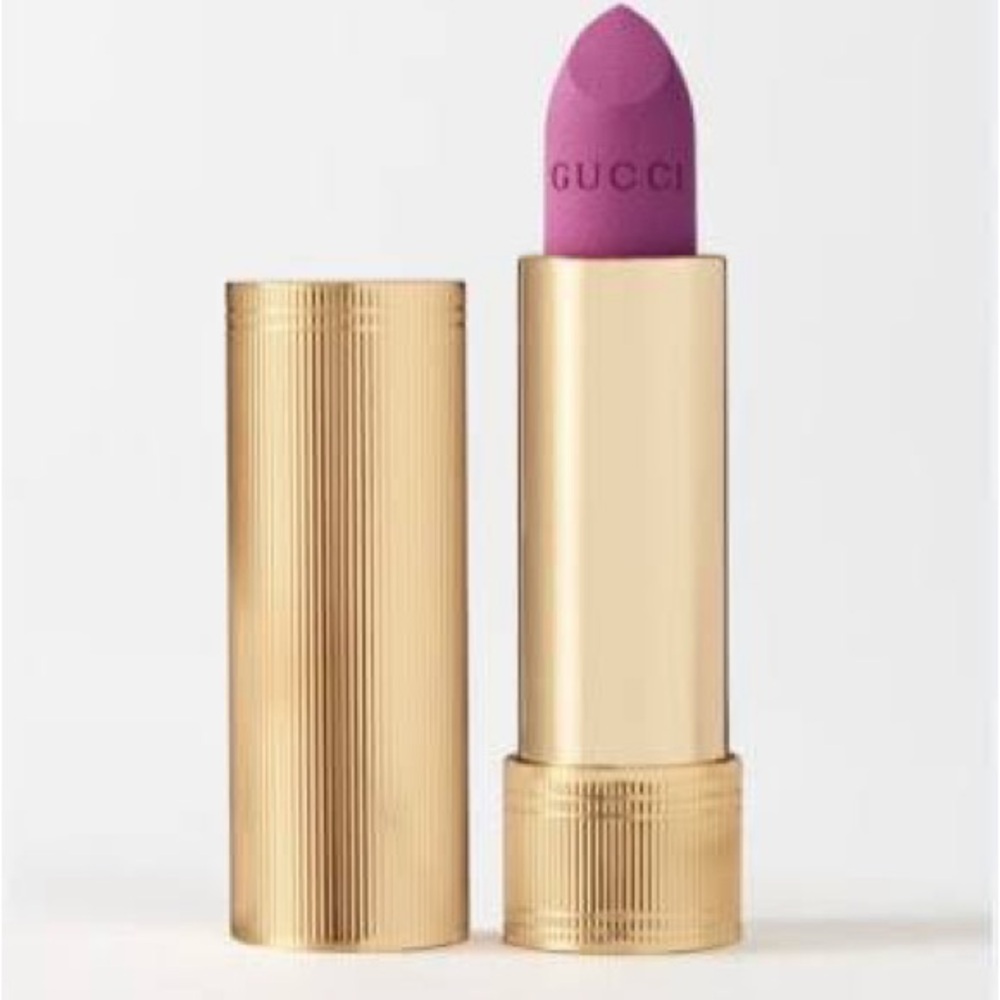 Gucci Orchid-Tint Matte Lipstick in Rose-Mauve with Gold Tube